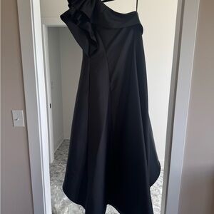 Adrianna Papell Black Asymmetrical Ruffled Cocktail Dress